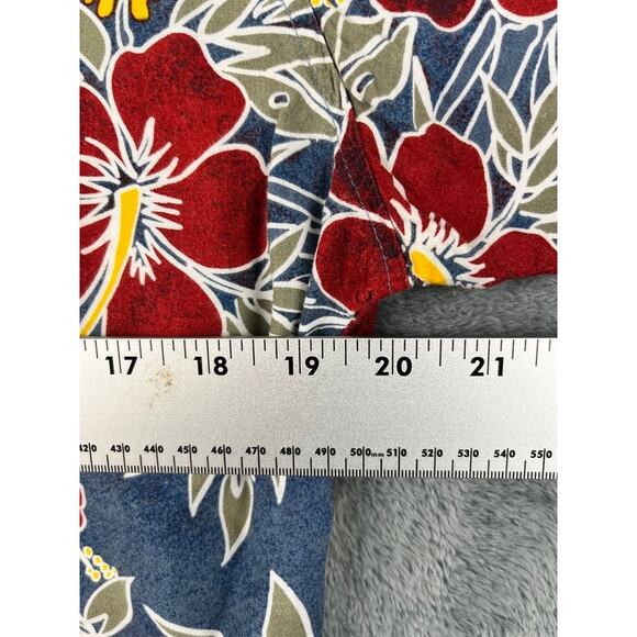 Bugle Boy Authentics Men’s Large Blue Red Floral Short Sleeve Shirt Excellent - Picture 7 of 9